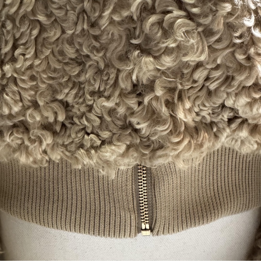 Fashion Nova Sherpa Teddy Jacket Coat Outerwear Size XS Beige Ribbed Cuffs Hem - Picture 9 of 16